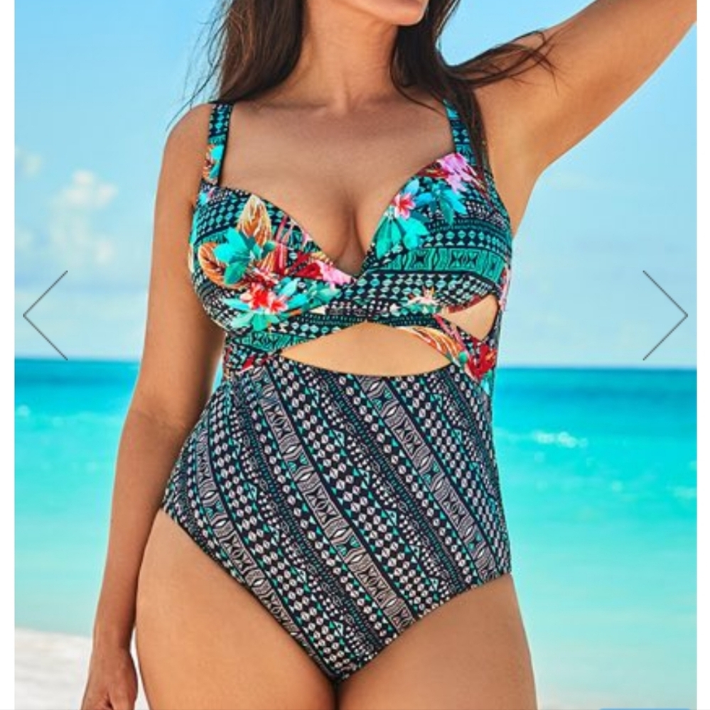 NWT Colorful One Piece Swimsuit Size 12